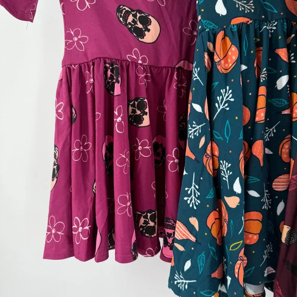 Dot Dot Smile Dress Size 2T Bundle Set of 3 Fall Halloween Skulls Pumpkins NWT